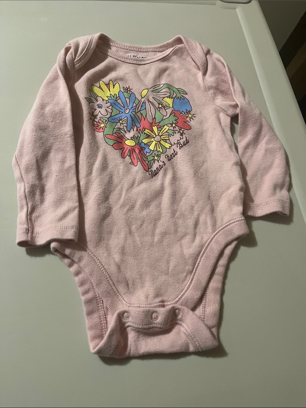 Carter's Light Pink Floral Heart Long-Sleeve One-Piece